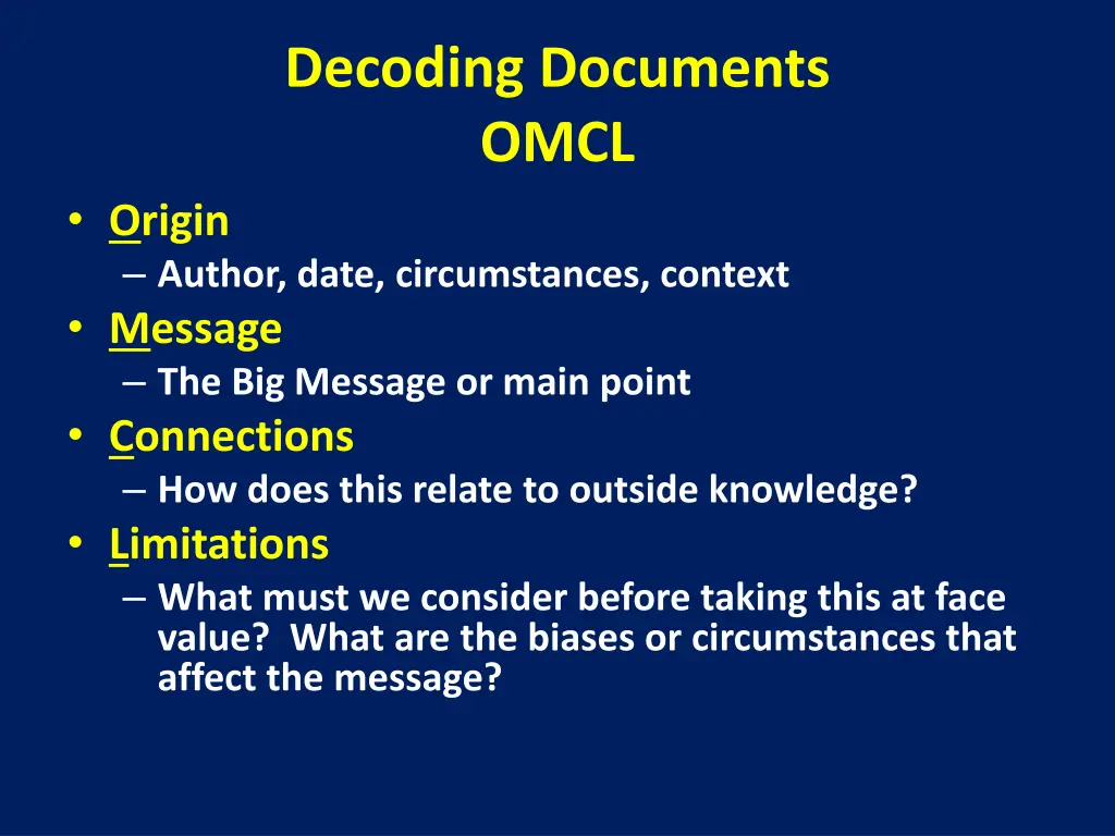decoding documents omcl