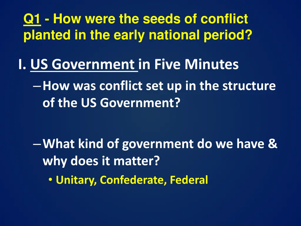 q1 how were the seeds of conflict planted