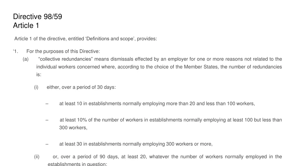 directive 98 59 article 1