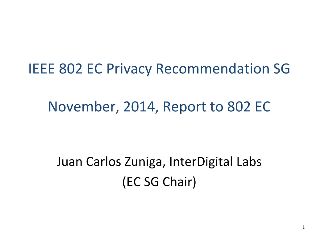 ieee 802 ec privacy recommendation sg