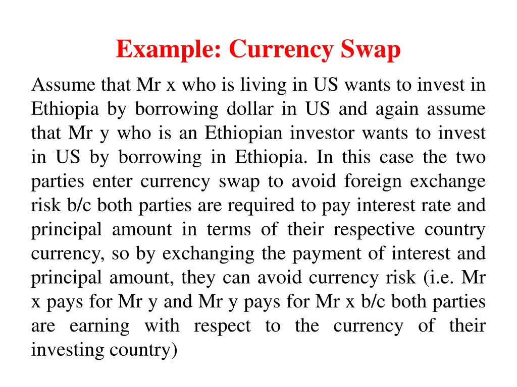 example currency swap assume that