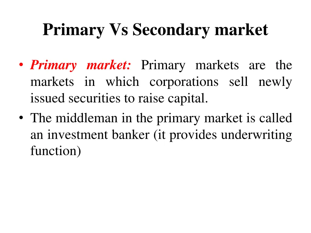primary vs secondary market