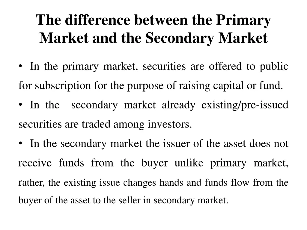 the difference between the primary market