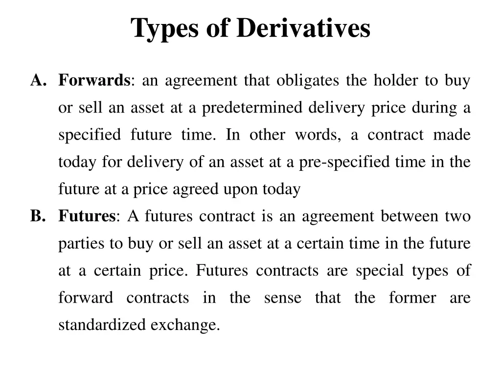 types of derivatives