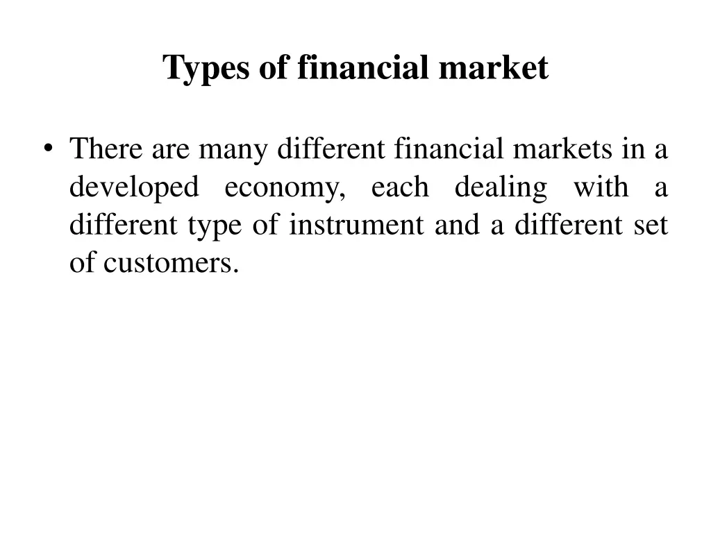 types of financial market