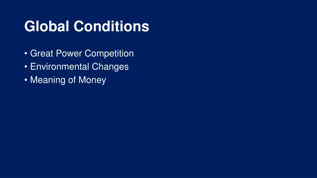 global conditions