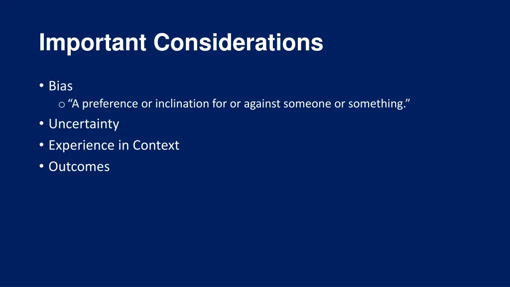 important considerations