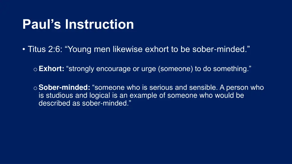 paul s instruction