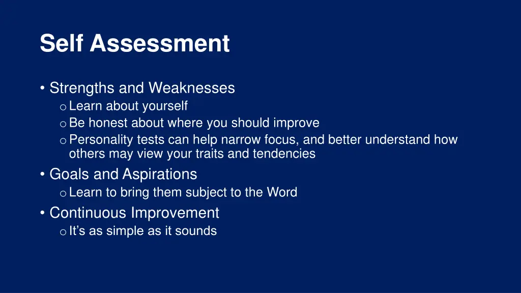self assessment