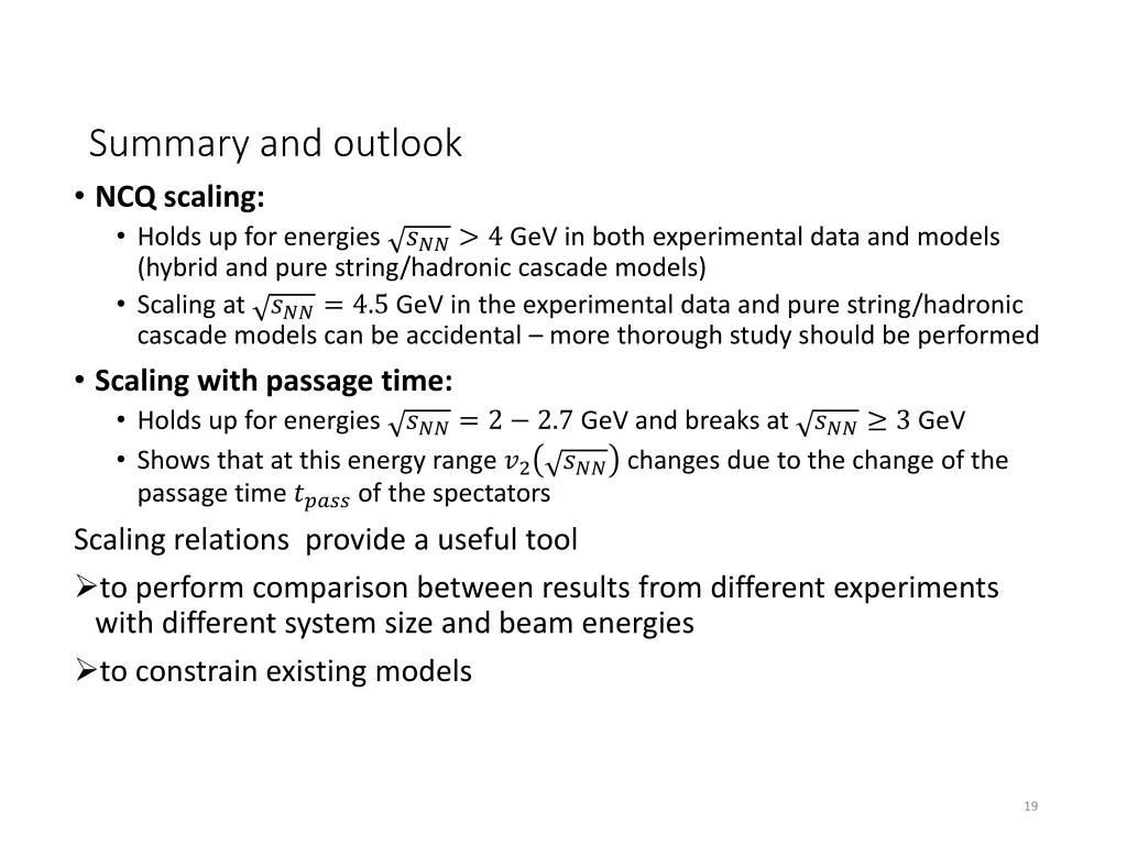summary and outlook