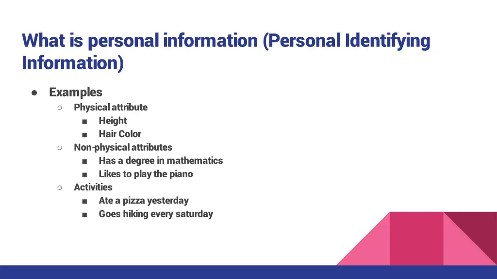 what is personal information personal identifying