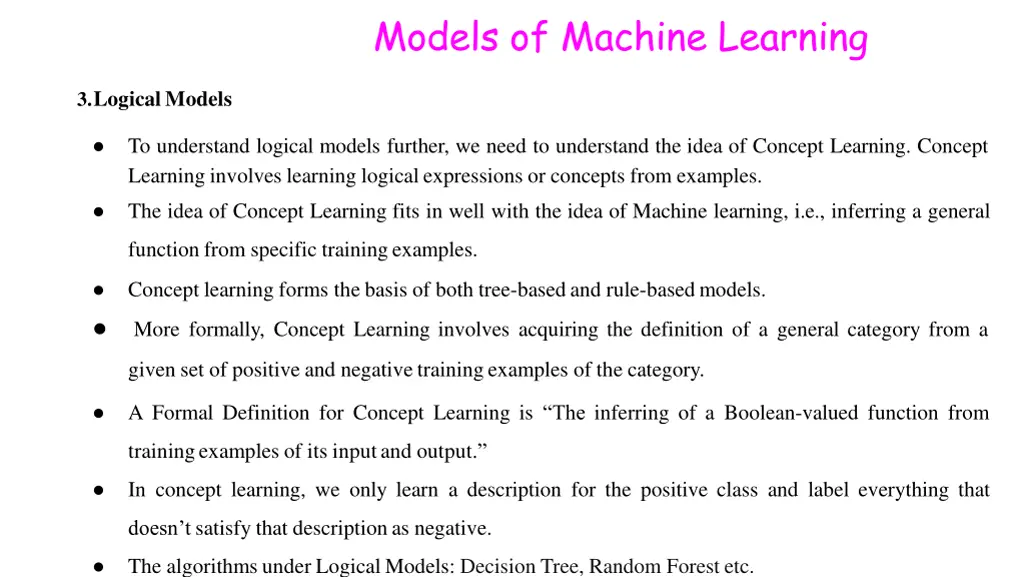 models of machine learning 12