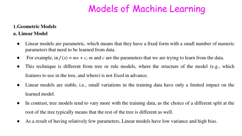 models of machine learning 2