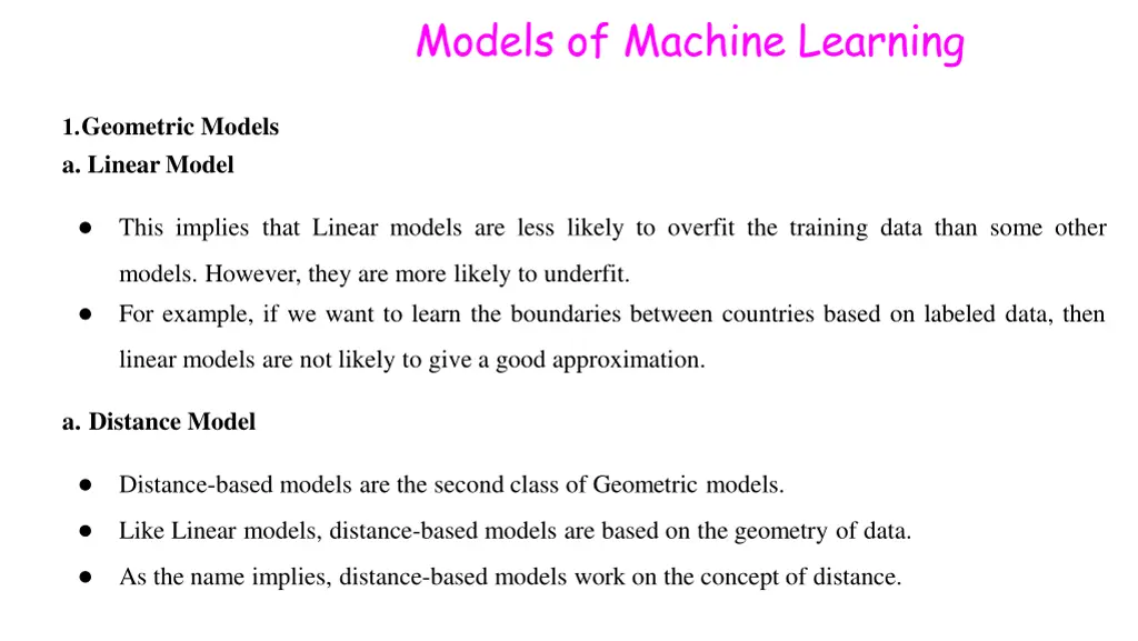 models of machine learning 3