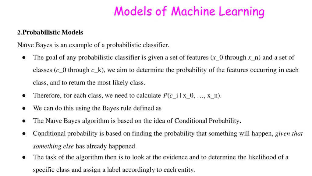 models of machine learning 8