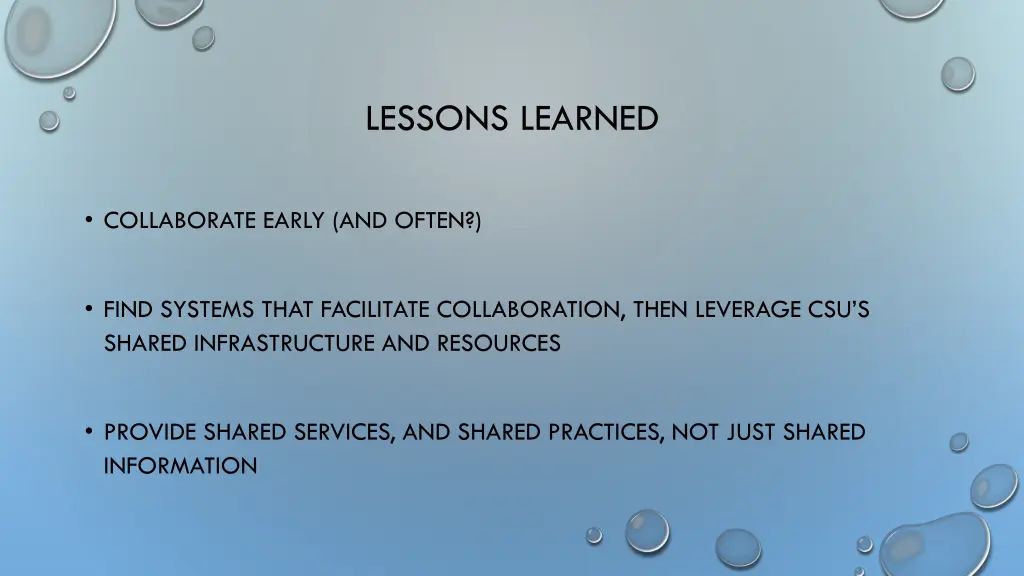 lessons learned