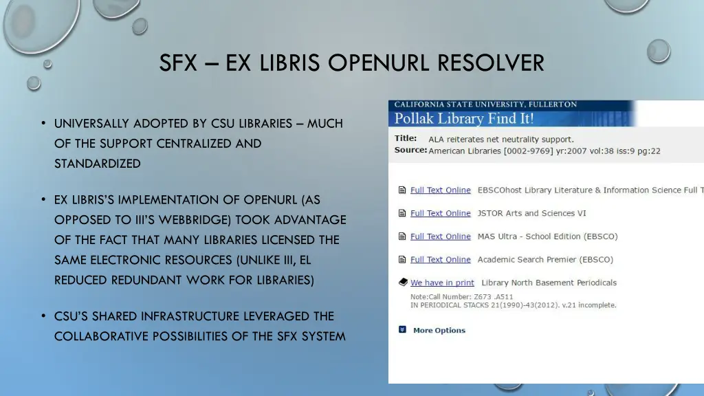 sfx ex libris openurl resolver