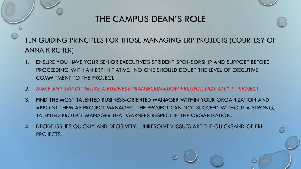 the campus dean s role