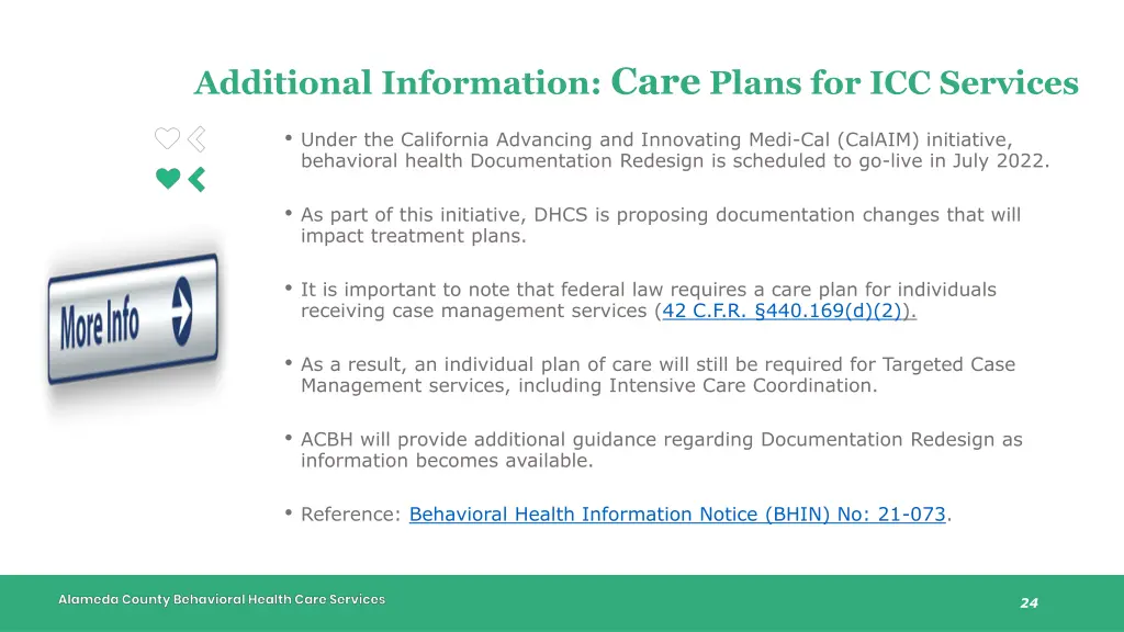 additional information care plans for icc services
