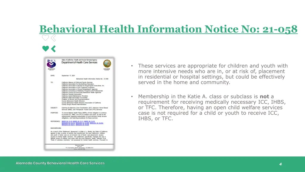 behavioral health information notice no 21 058 1