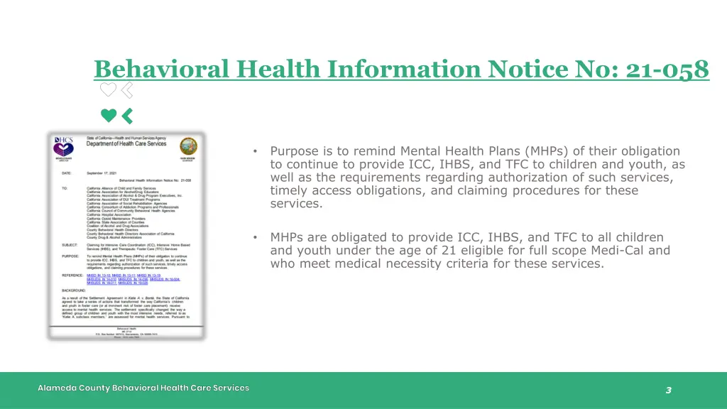 behavioral health information notice no 21 058