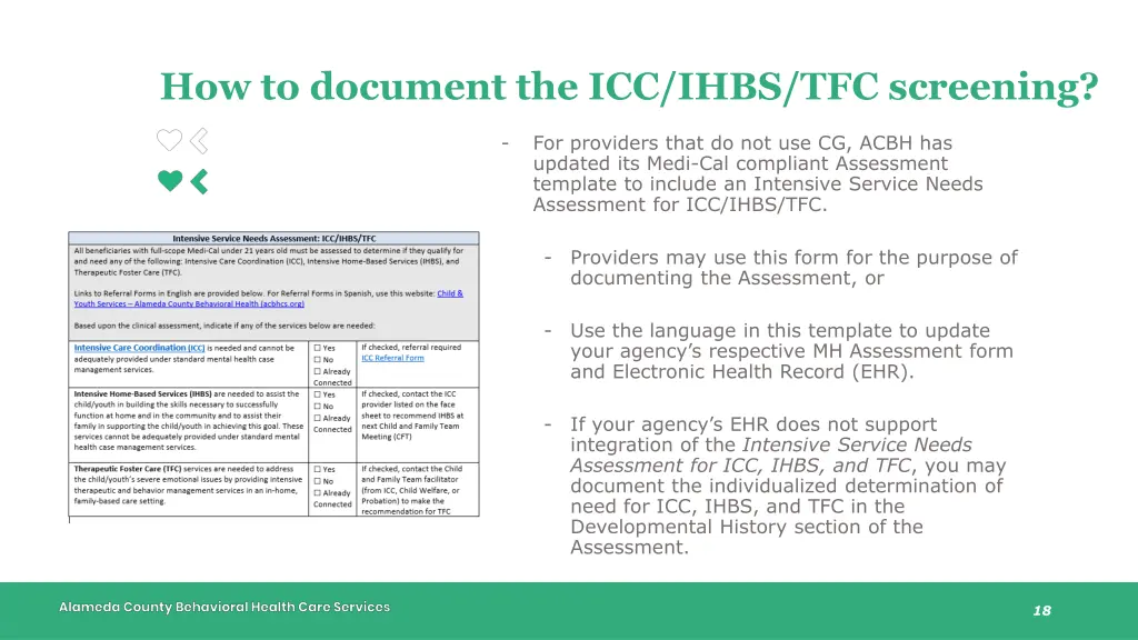 how to document the icc ihbs tfc screening 1