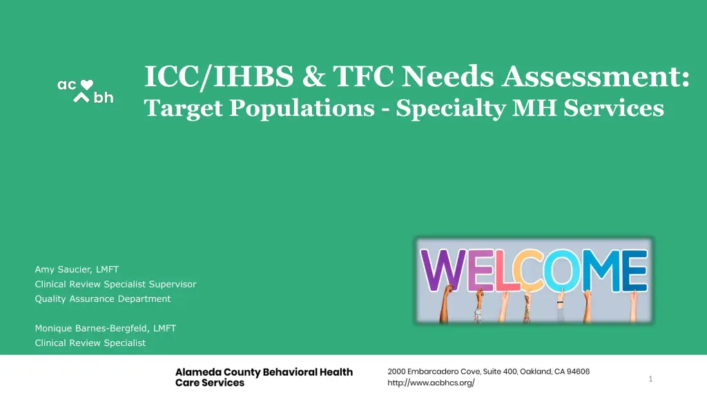 icc ihbs tfc needs assessment target populations