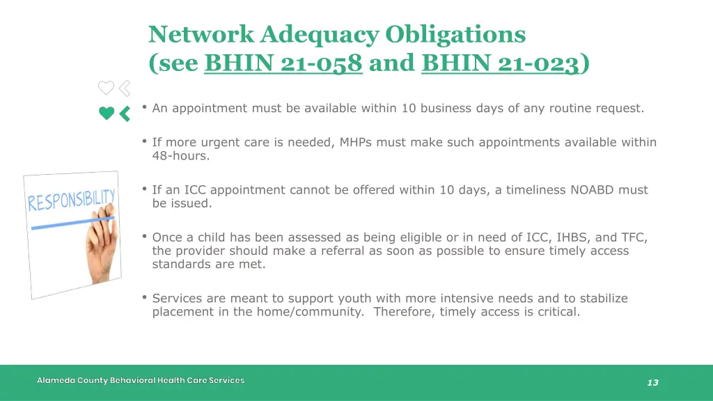 network adequacy obligations see bhin