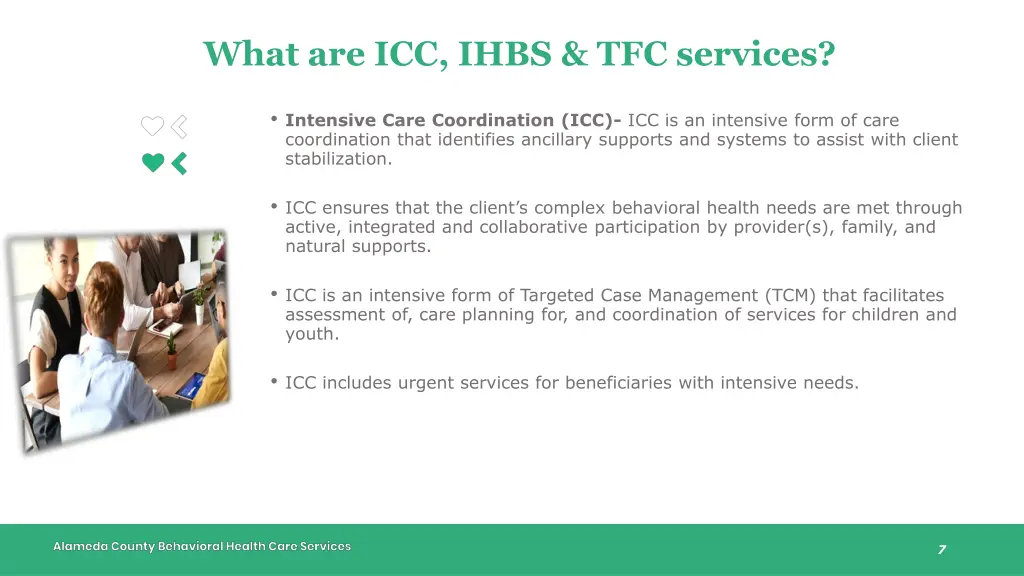 what are icc ihbs tfc services