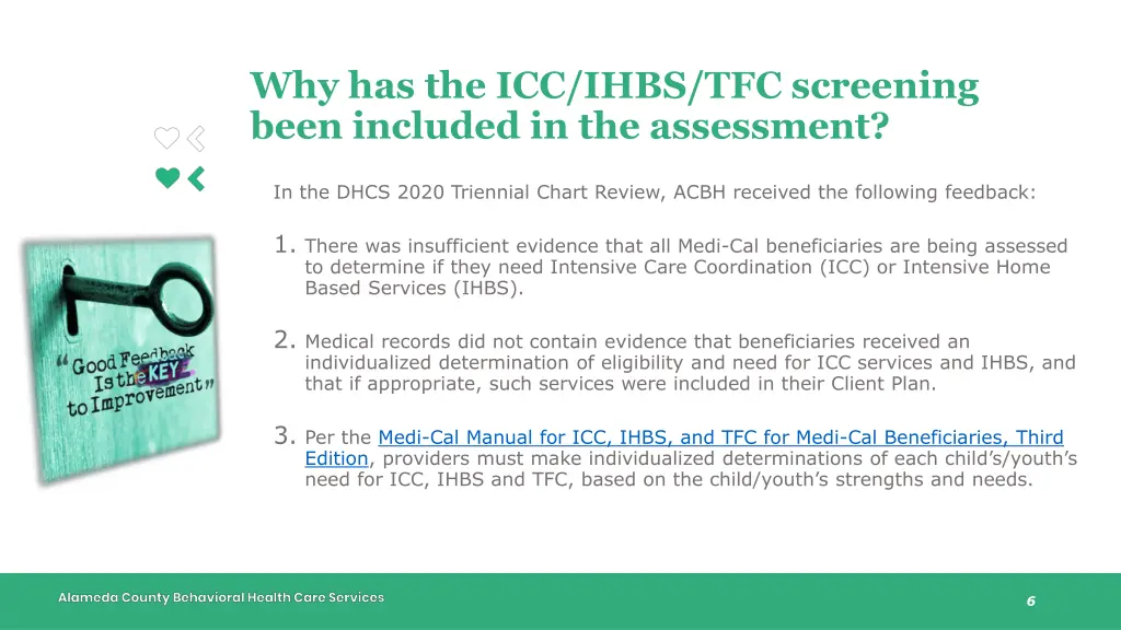 why has the icc ihbs tfc screening been included