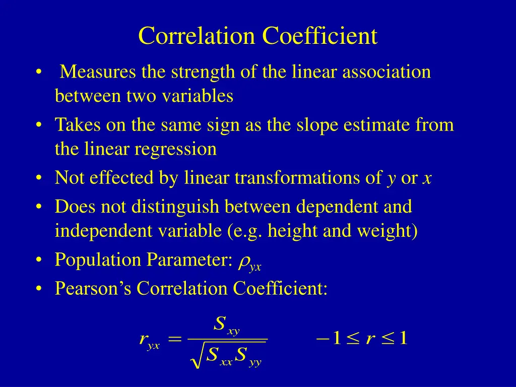 correlation coefficient measures the strength