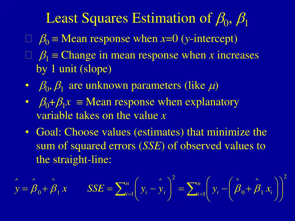 least squares estimation of 0 1 0 mean response