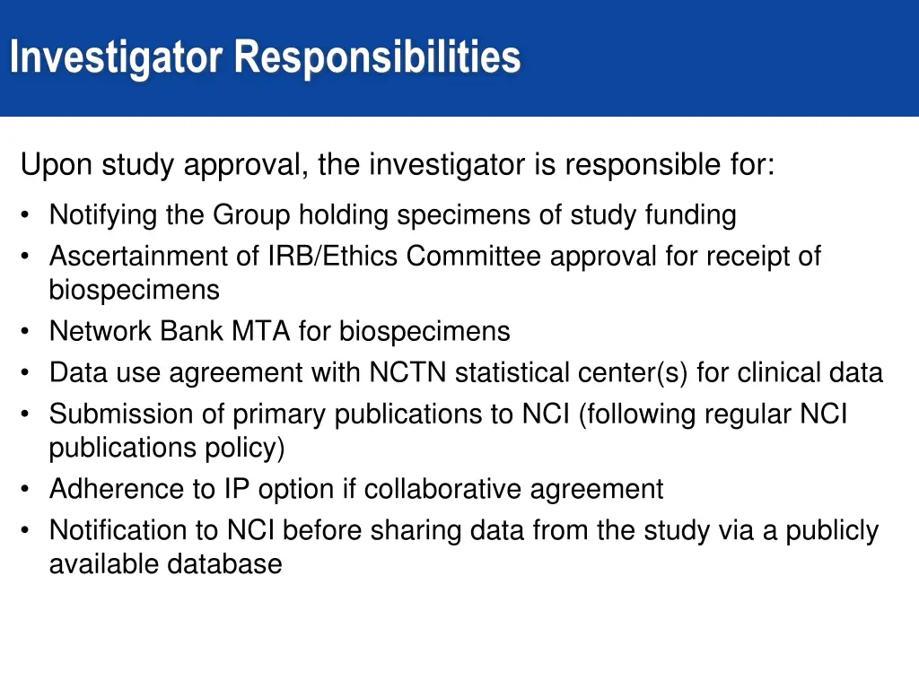 investigator responsibilities