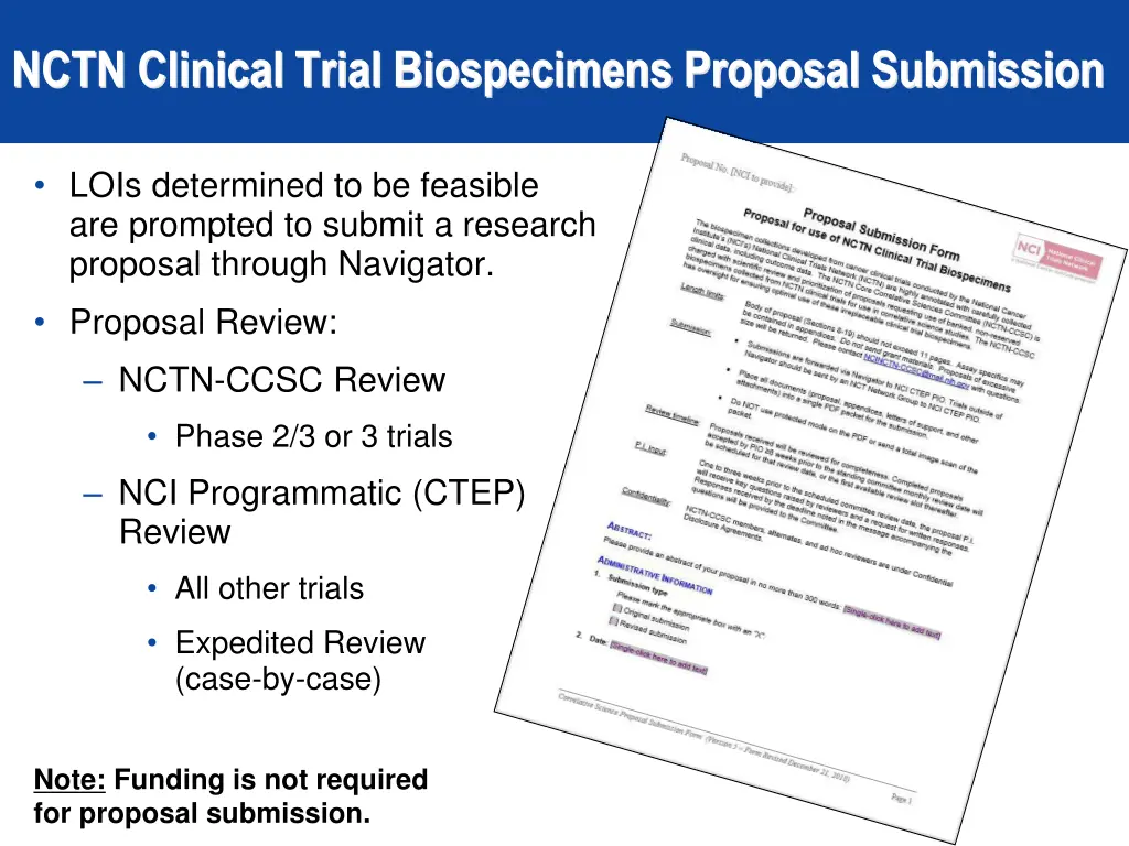 nctn clinical trial biospecimens proposal