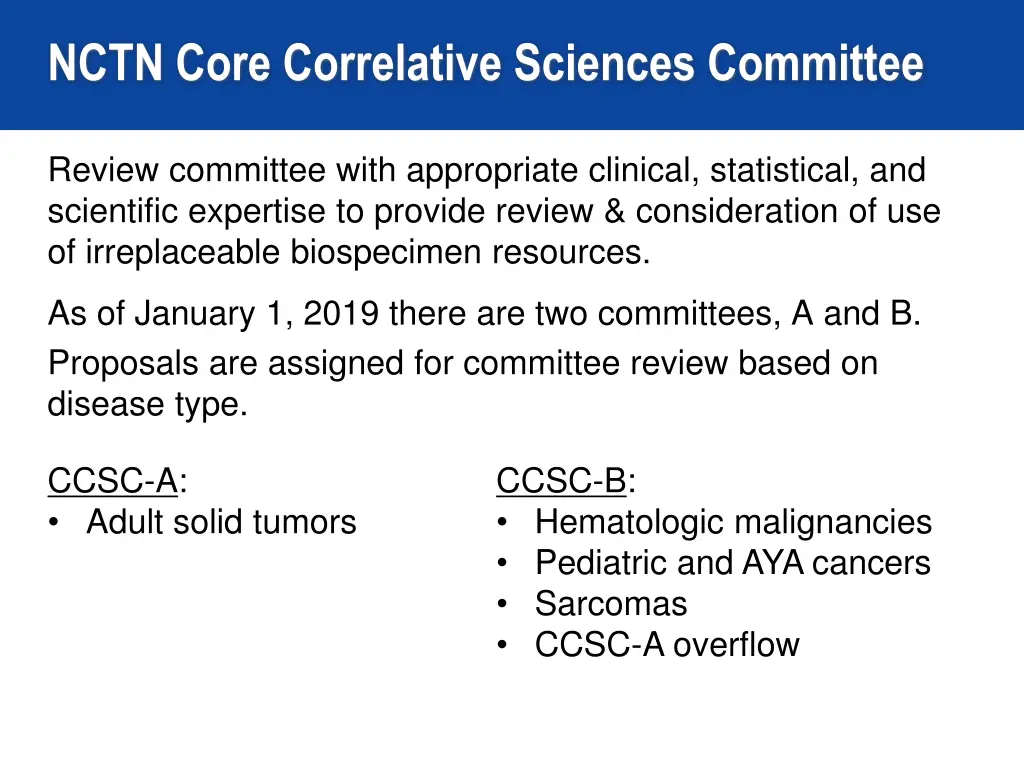 nctn core correlative sciences committee