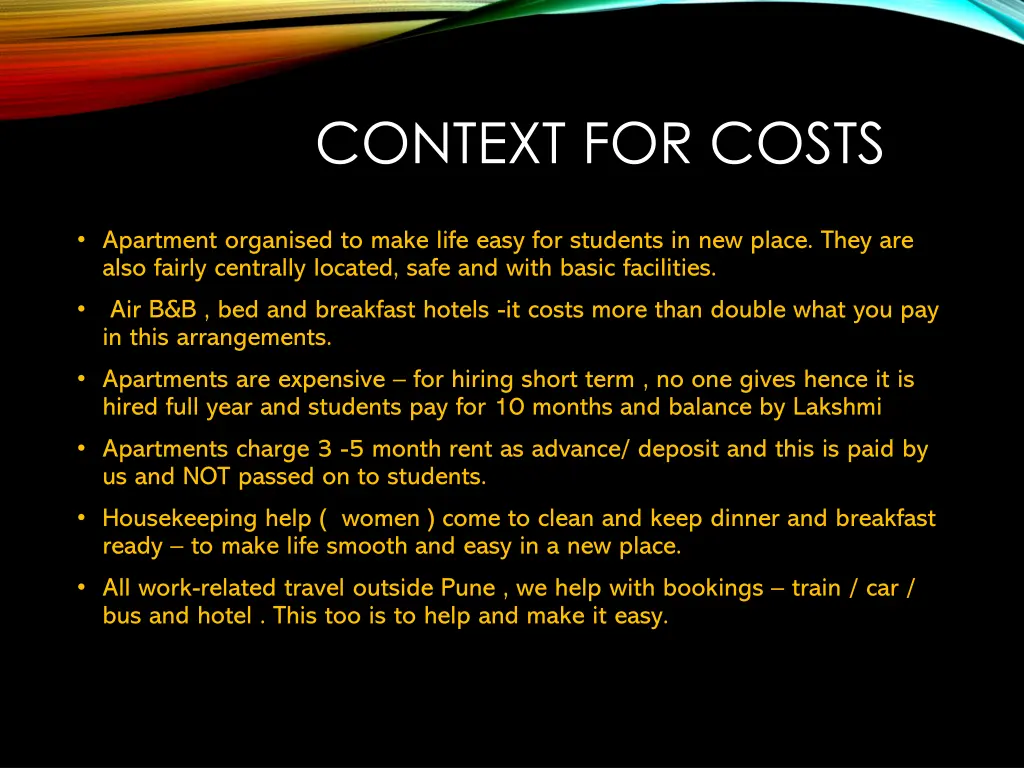 context for costs