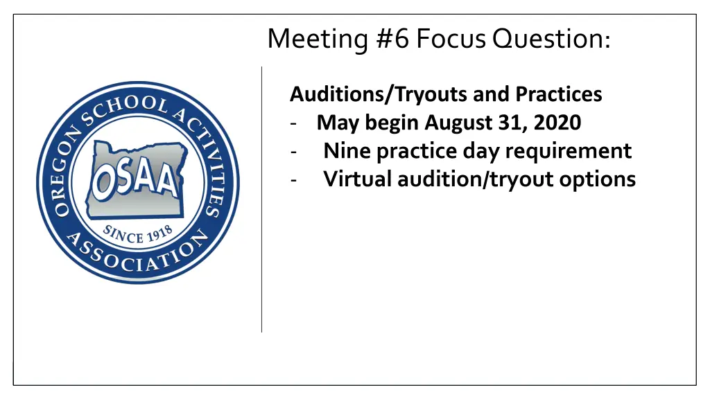 meeting 6 focus question