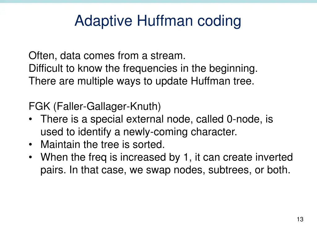 adaptive huffman coding