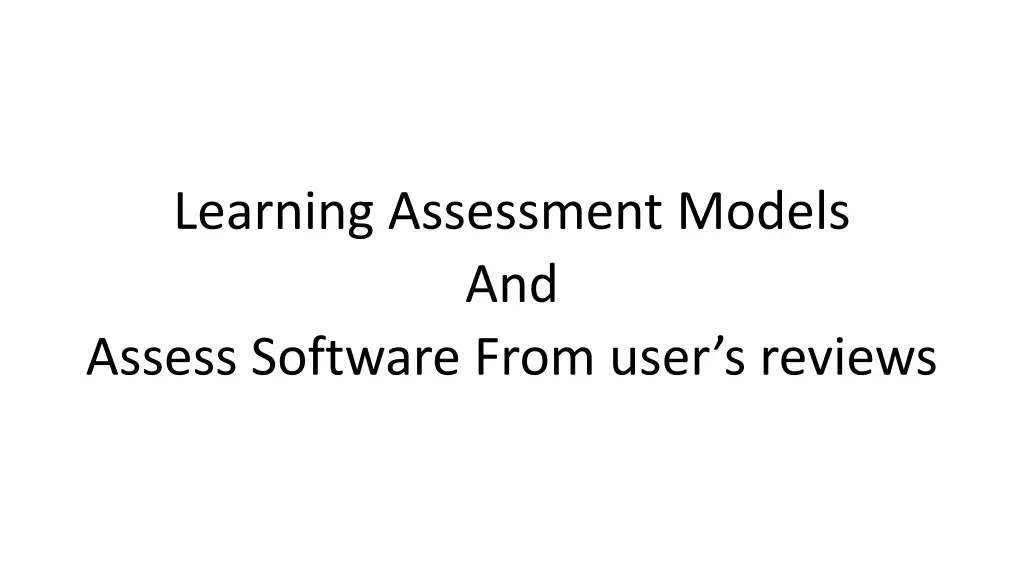 learning assessment models and assess software