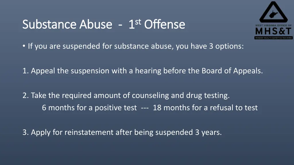 substance abuse substance abuse 1 1 st st offense