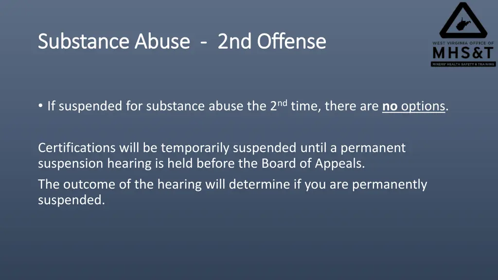 substance abuse substance abuse 2nd offense