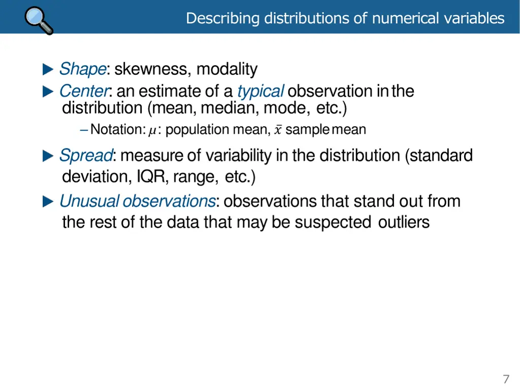 describing distributions of numerical variables