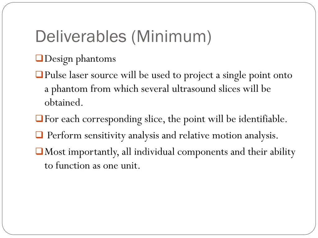 deliverables minimum