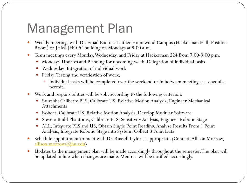 management plan