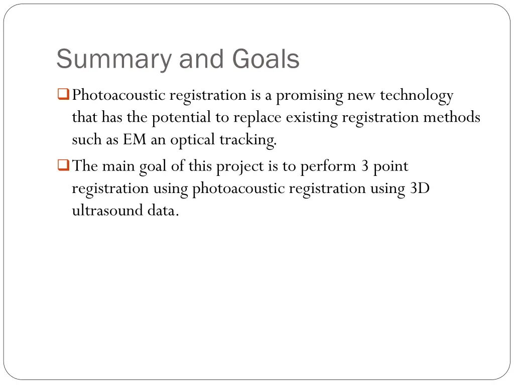 summary and goals