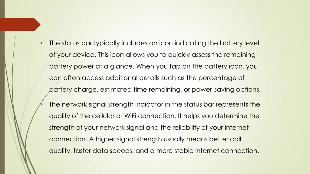the status bar typically includes an icon