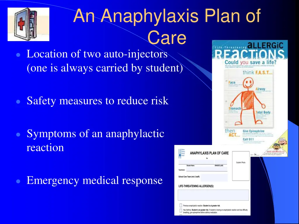 an anaphylaxis plan of care location of two auto