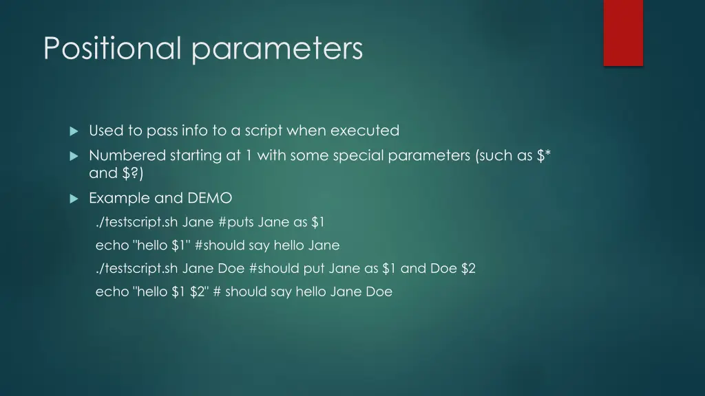 positional parameters
