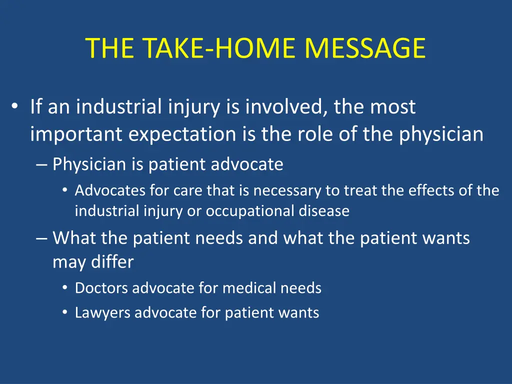 the take home message