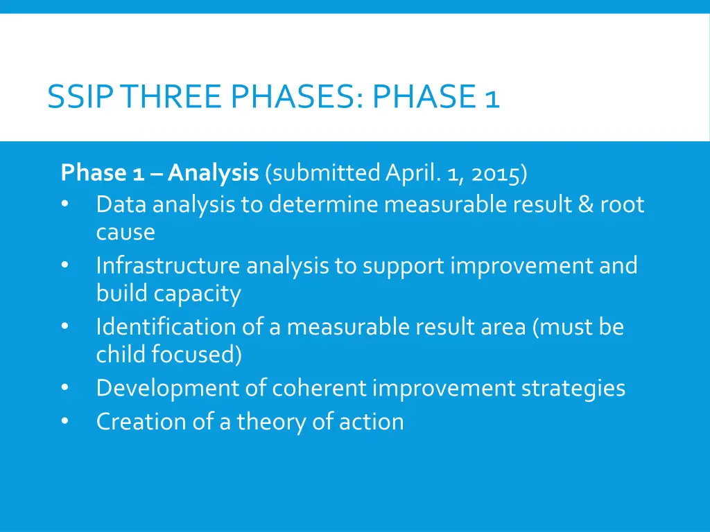 ssip three phases phase 1